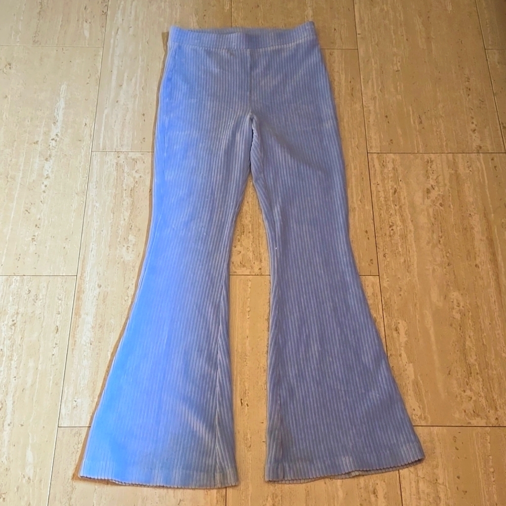Aerie Light Blue Ribbed & Flared Pants - Picture 1 of 7
